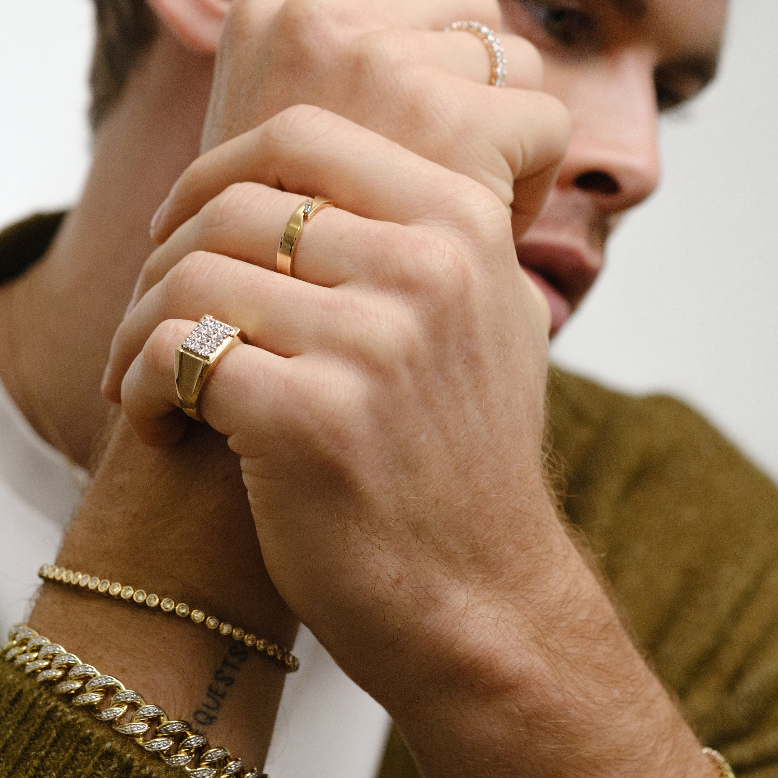 Diamond 0.23ct 9K Yellow Gold Mens Ring