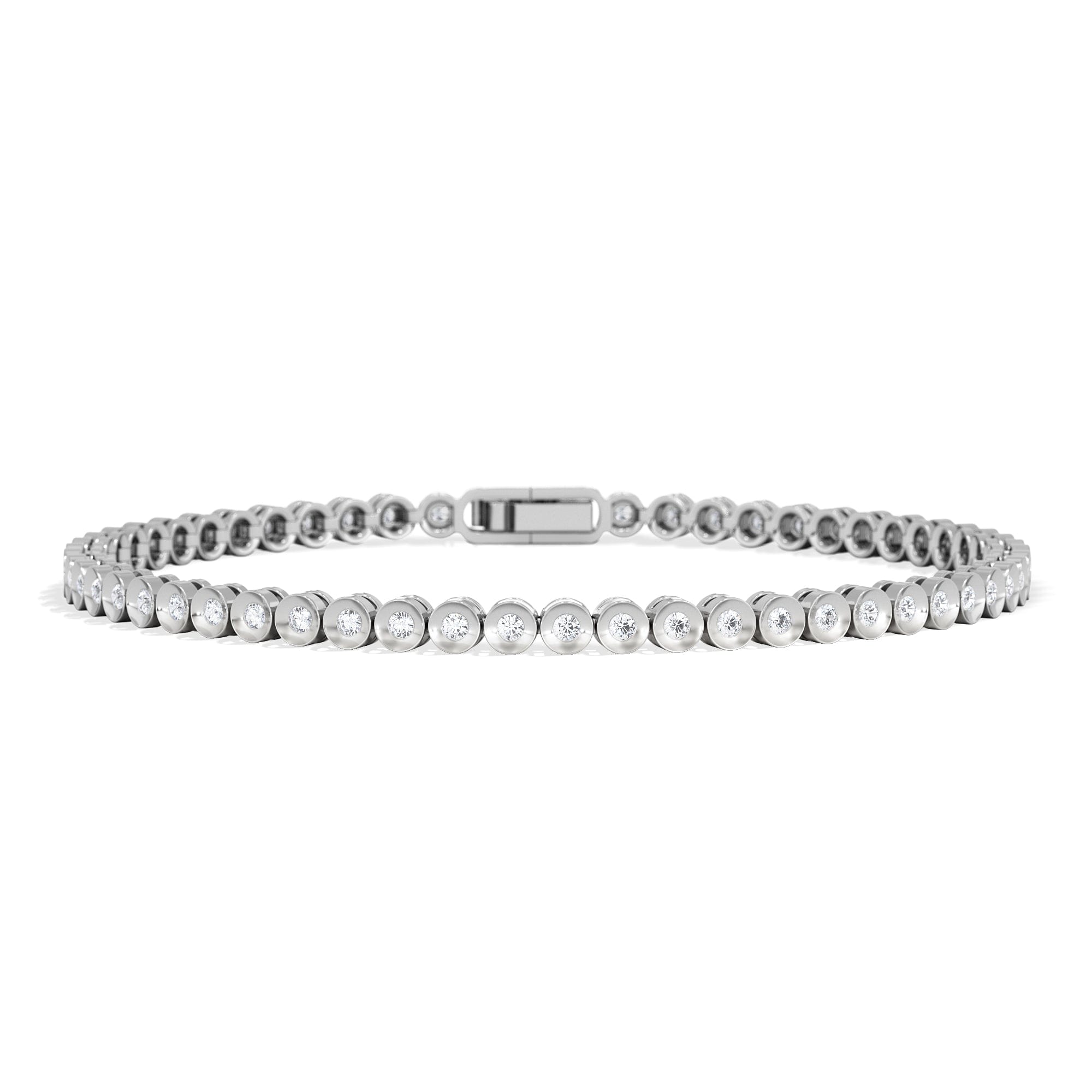 Diamond 1ct Lab Diamond Tennis Bracelet Rub Over Style in 925 Sterling Silver