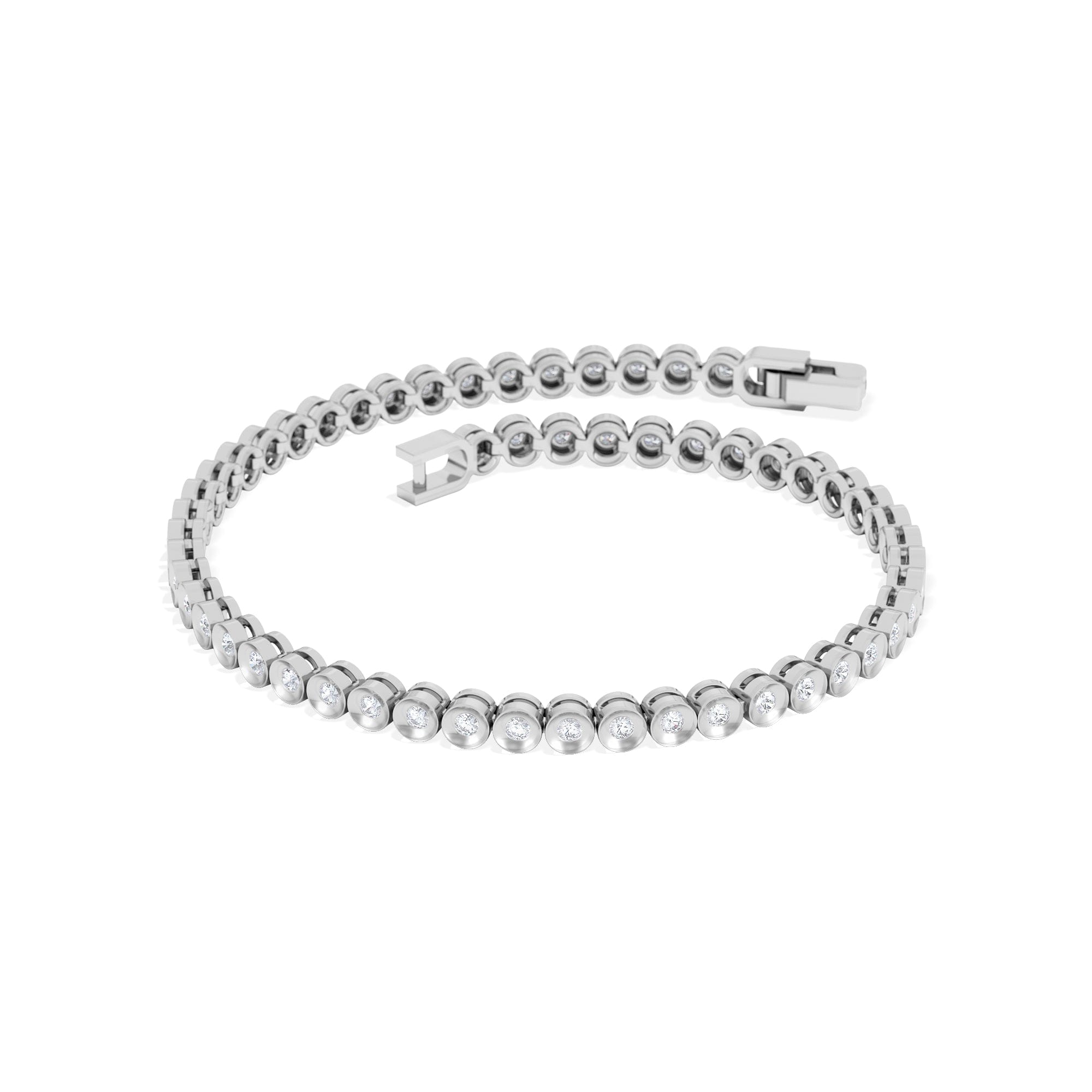 Diamond 1ct Lab Diamond Tennis Bracelet Rub Over Style in 925 Sterling Silver