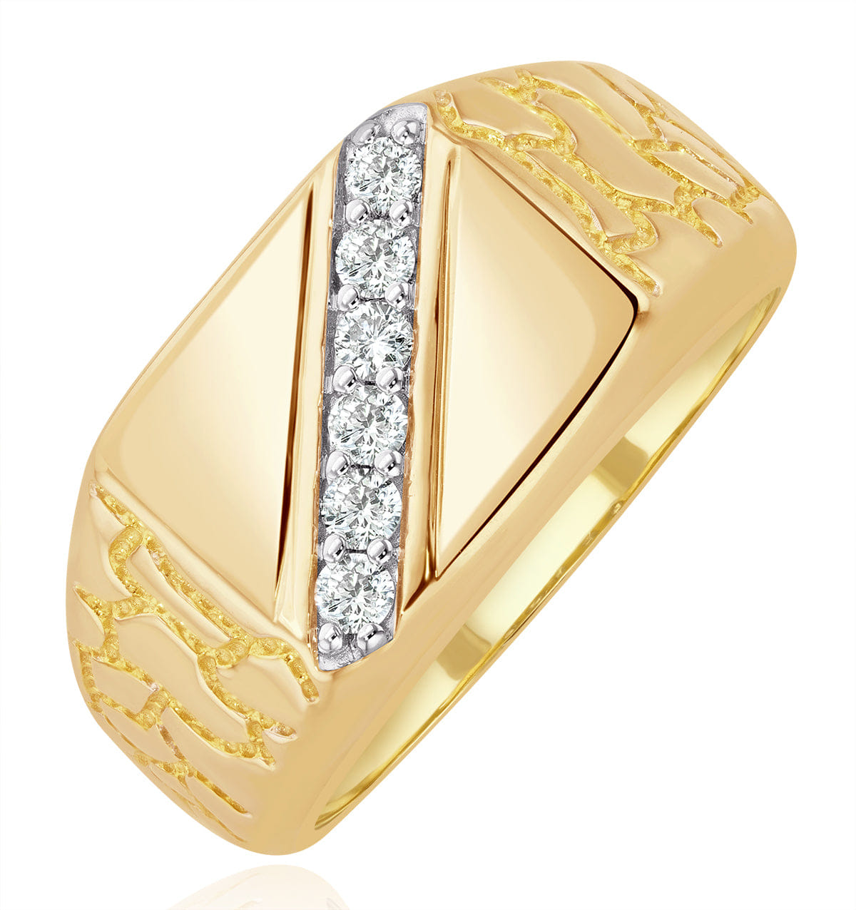 Diamond Mens Lab Diamond Signet Ring 9K Gold 0.25ct H/Si