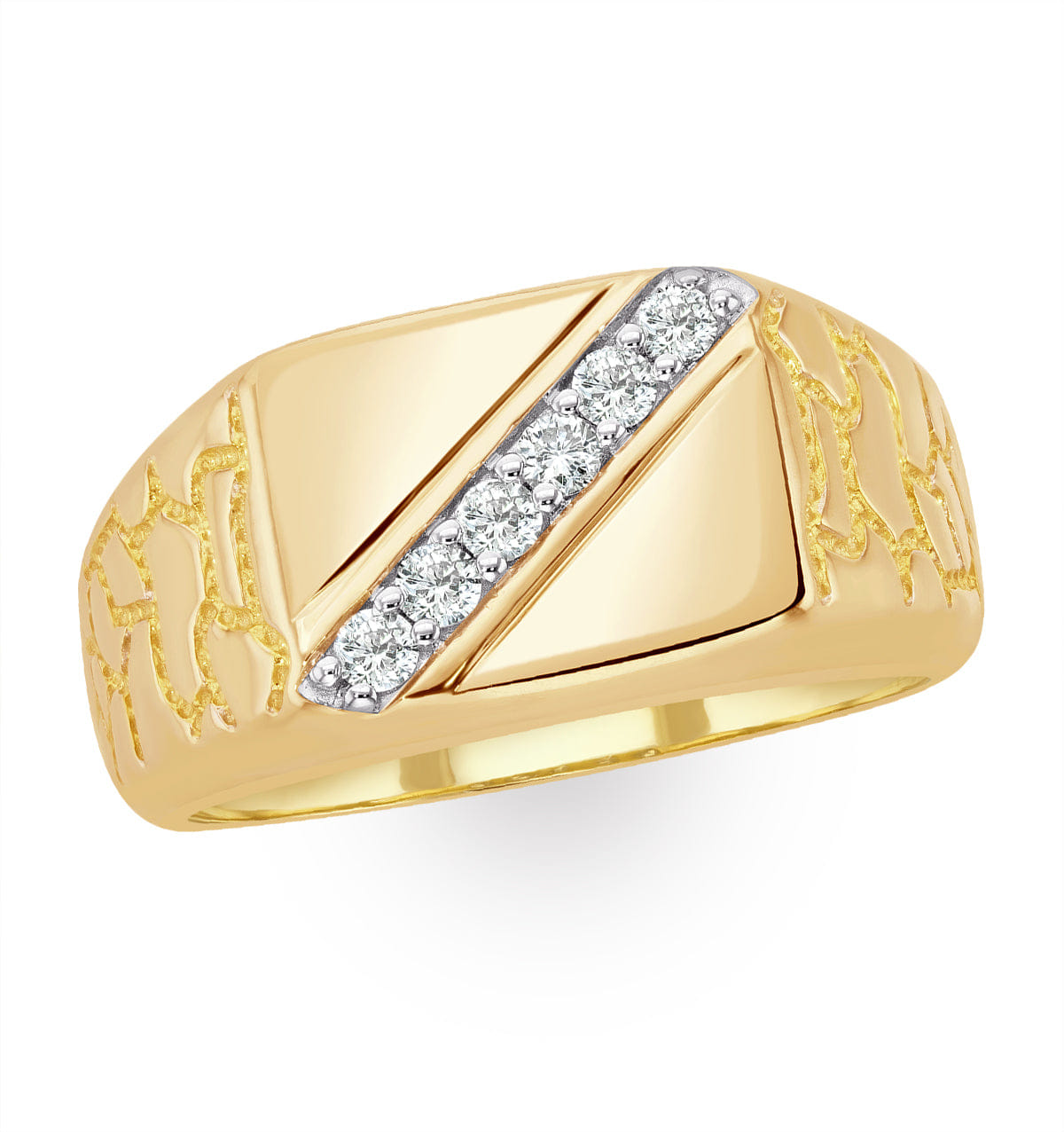 Diamond Mens Lab Diamond Signet Ring 9K Gold 0.25ct H/Si