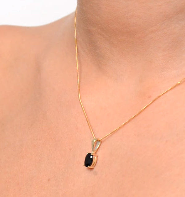 Yellow Sapphire 7 x 5 mm 18K Yellow Gold Pendant Necklace FER24 - U