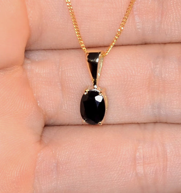 Yellow Sapphire 7 x 5 mm 18K Yellow Gold Pendant Necklace FER24 - U