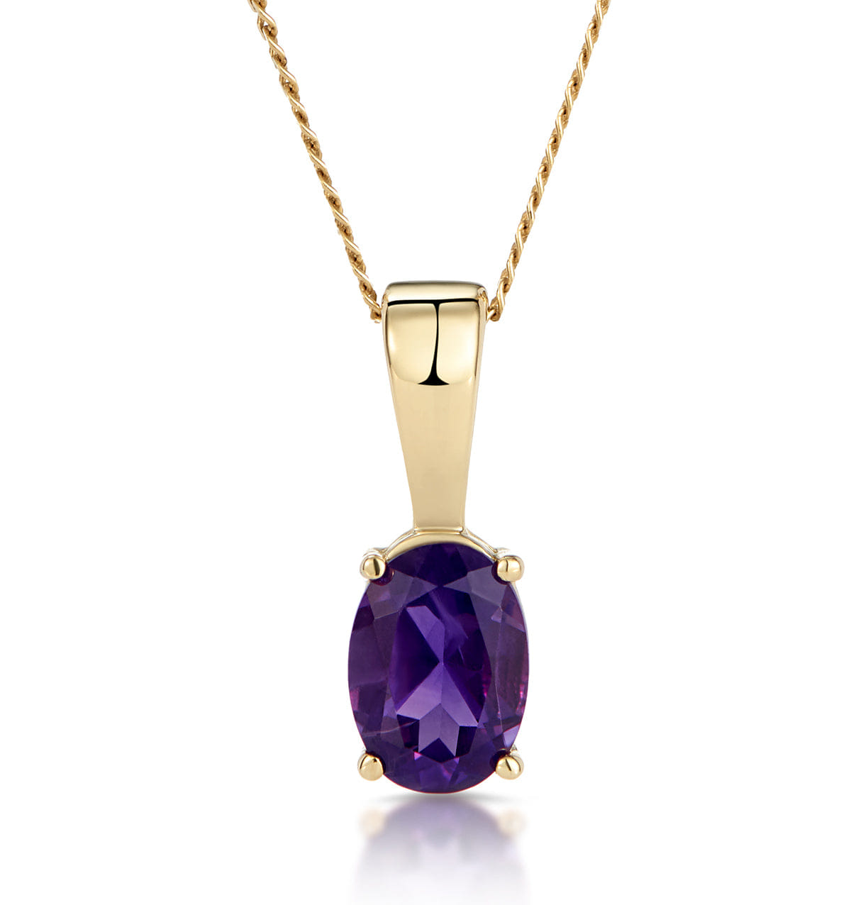 Yellow Amethyst 7 x 5 mm 9K Yellow Gold Pendant Necklace