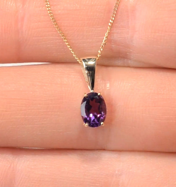Yellow Amethyst 7 x 5 mm 9K Yellow Gold Pendant Necklace