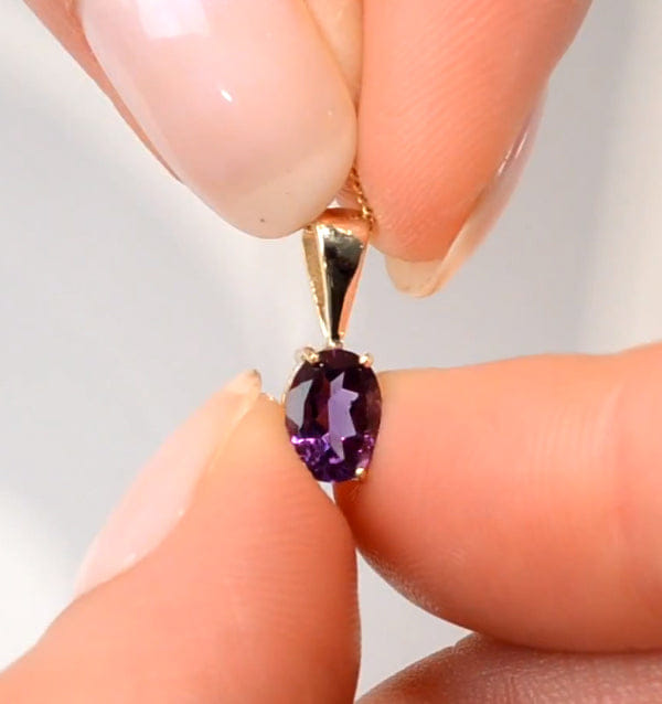 Yellow Amethyst 7 x 5 mm 9K Yellow Gold Pendant Necklace