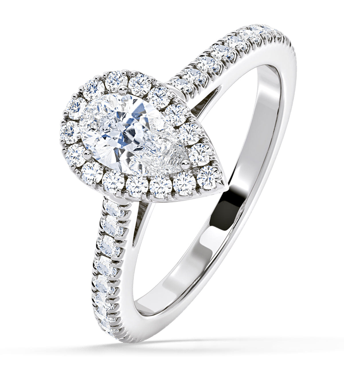 Diamond Diana Diamond Pear Halo Engagement Ring Platinum 1ct G/VS1