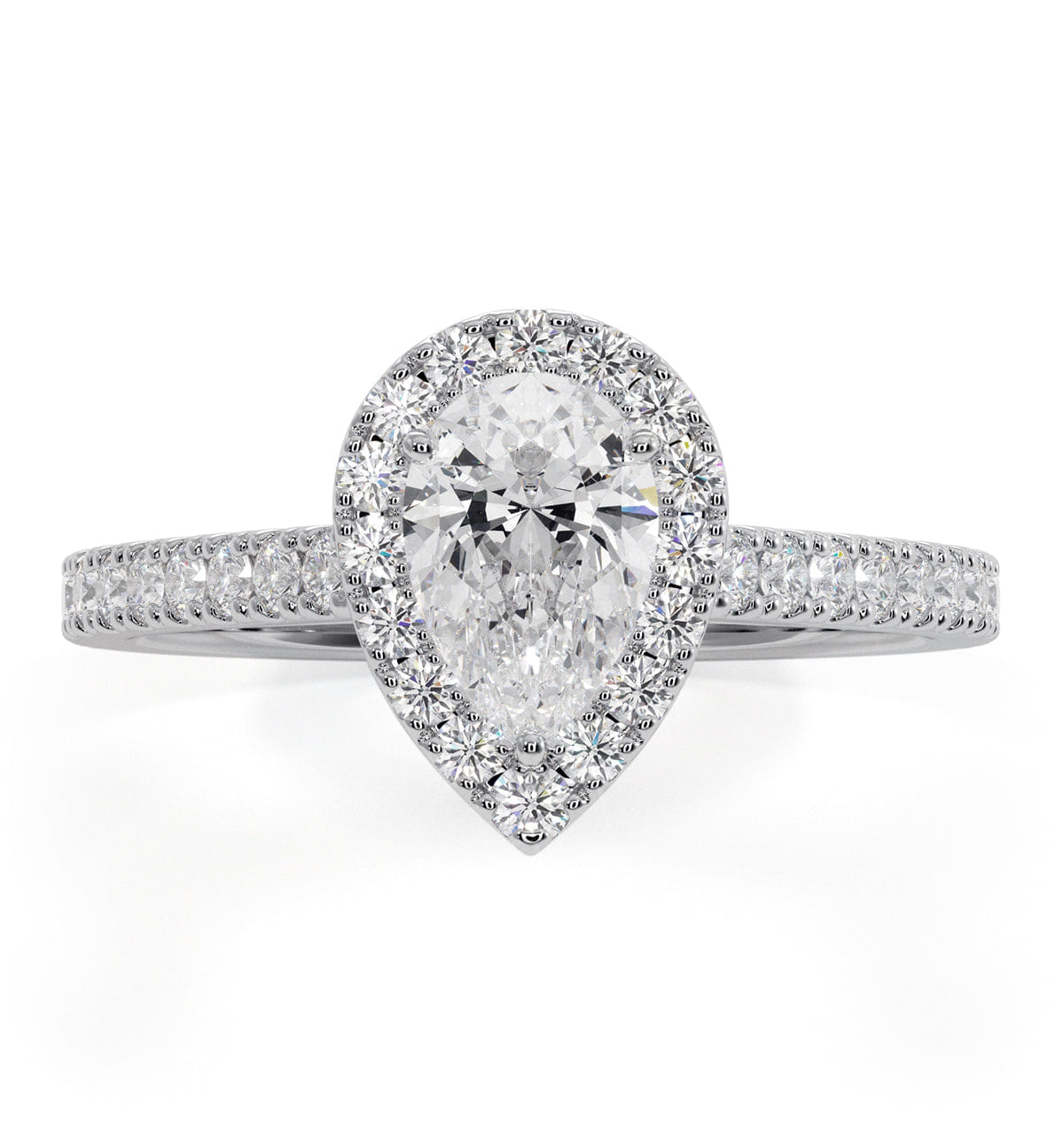 Diamond Diana Diamond Pear Halo Engagement Ring Platinum 1ct G/VS1