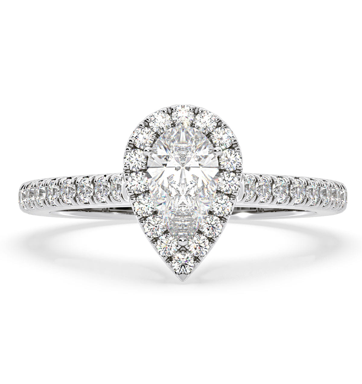 Diamond Diana Diamond Pear Halo Engagement Ring Platinum 1ct G/VS1