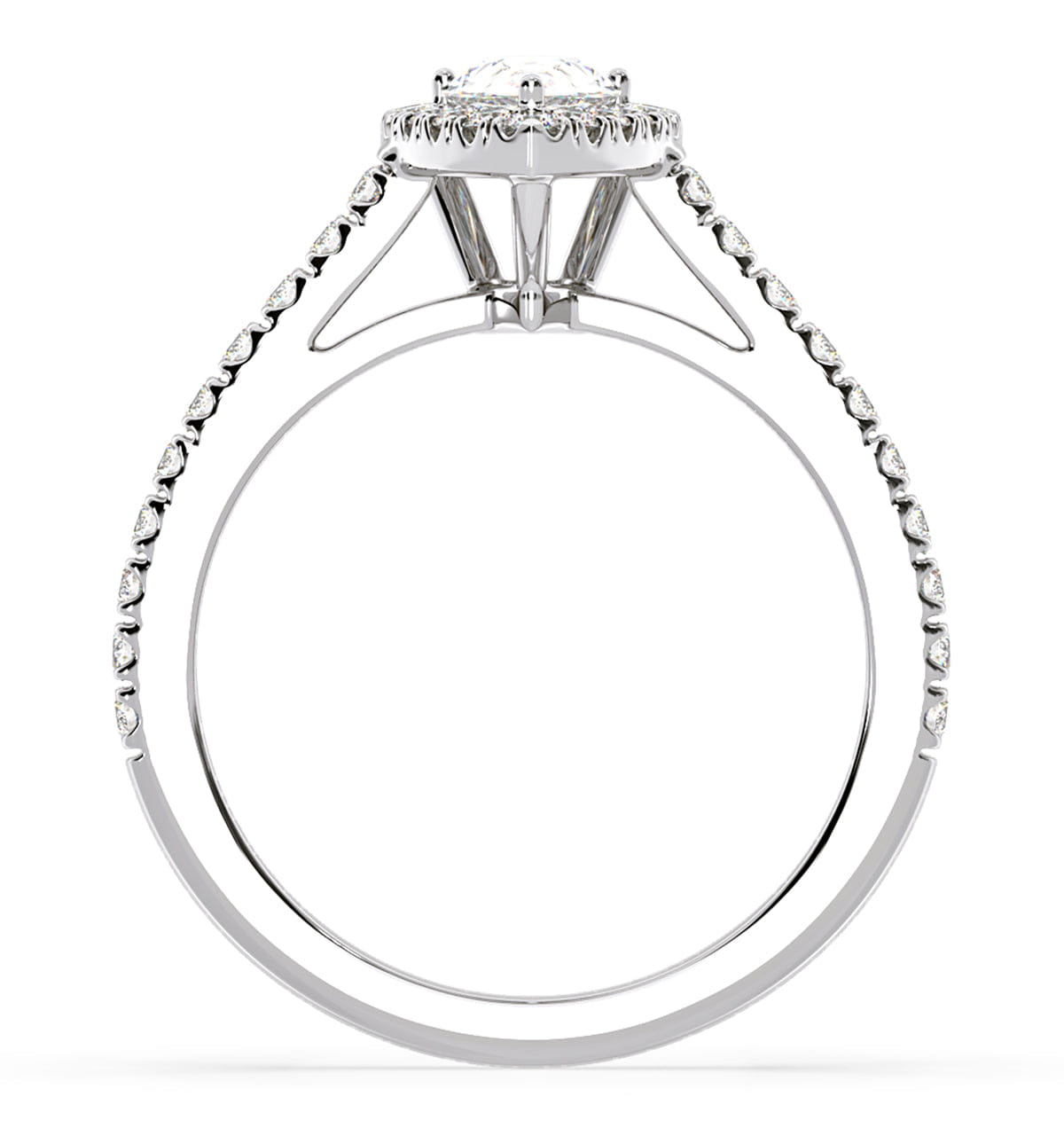 Diamond Diana Diamond Pear Halo Engagement Ring Platinum 1ct G/VS1