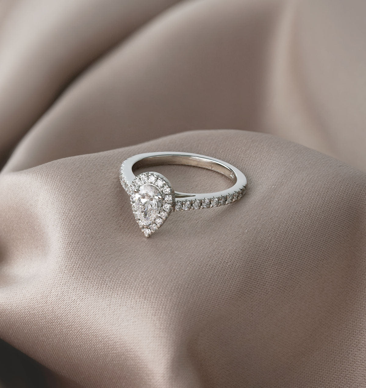 Diamond Diana Diamond Pear Halo Engagement Ring Platinum 1ct G/VS1