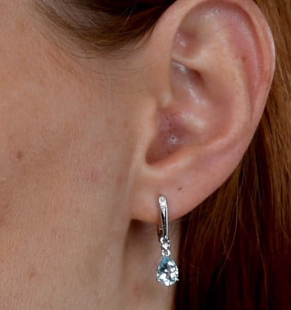 Diamond Stellato Blue Topaz and Diamond Earrings 0.03ct in 9K White Gold