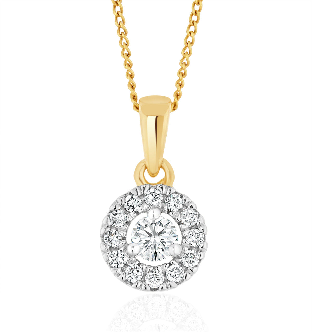 Diamond Lab Diamond Halo Pendant Necklace 0.25ct H/Si in 9K Gold