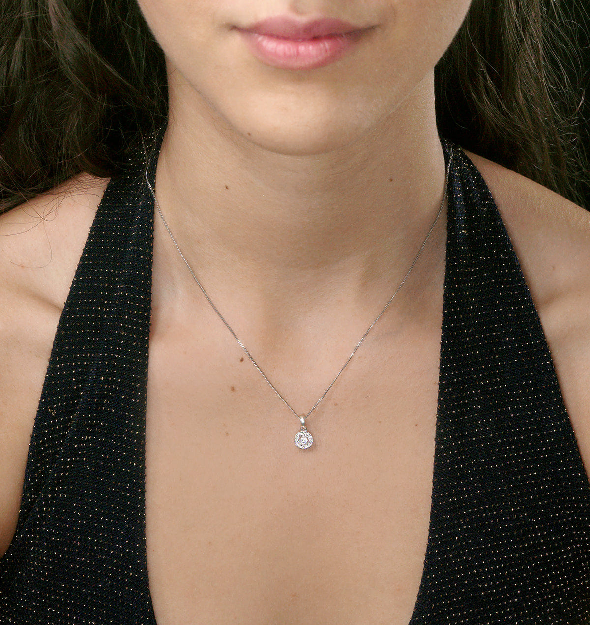 Diamond Lab Diamond Halo Pendant Necklace 0.25ct H/Si in 9K Gold