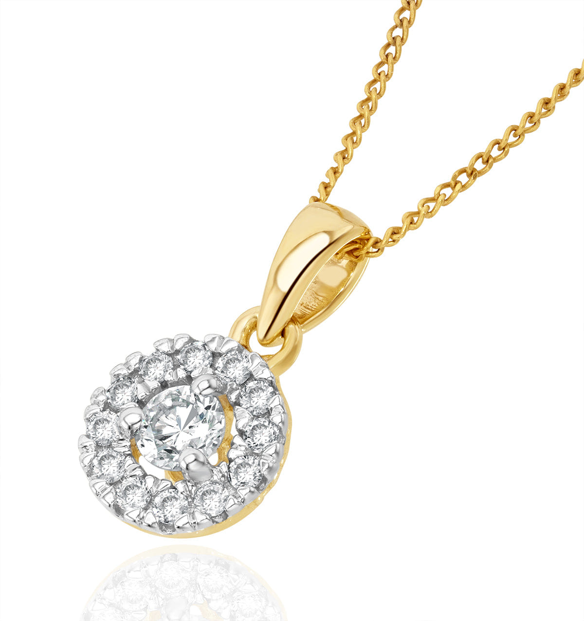 Diamond Lab Diamond Halo Pendant Necklace 0.25ct H/Si in 9K Gold