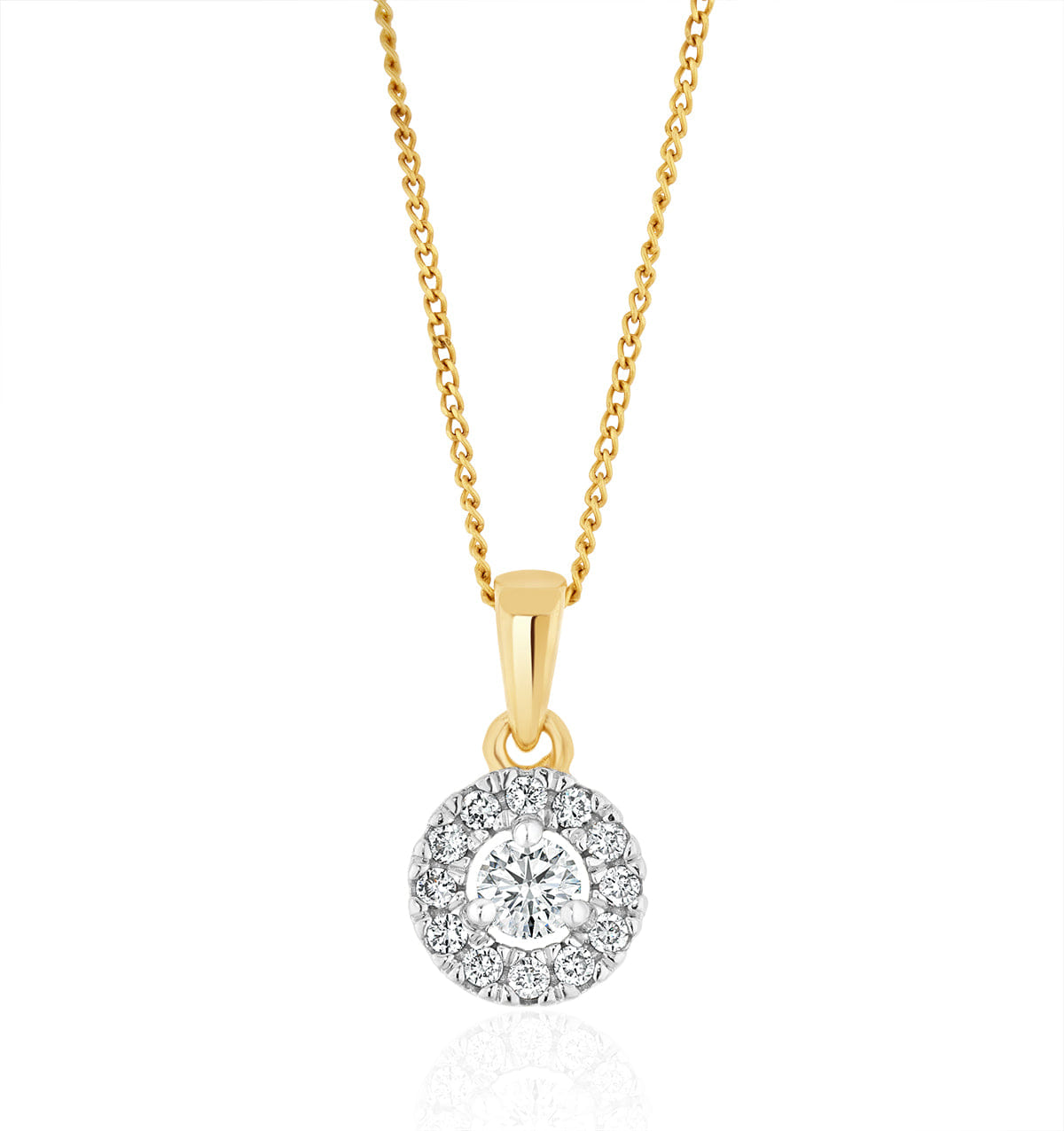 Diamond Lab Diamond Halo Pendant Necklace 0.25ct H/Si in 9K Gold