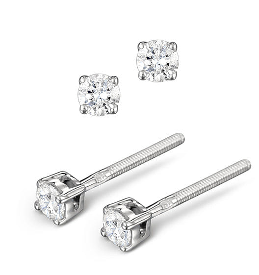 Diamond Earrings 0.20CT Studs H/SI Quality in 18K White Gold - 3 mm