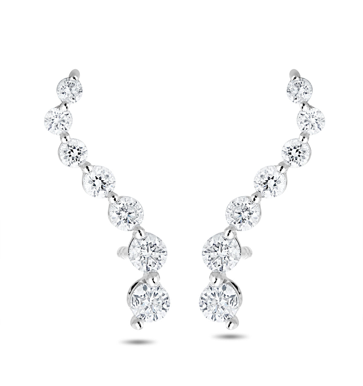 Diamond Ear Climber Life Journey 0.50ct Lab Diamond Earrings 9K White Gold
