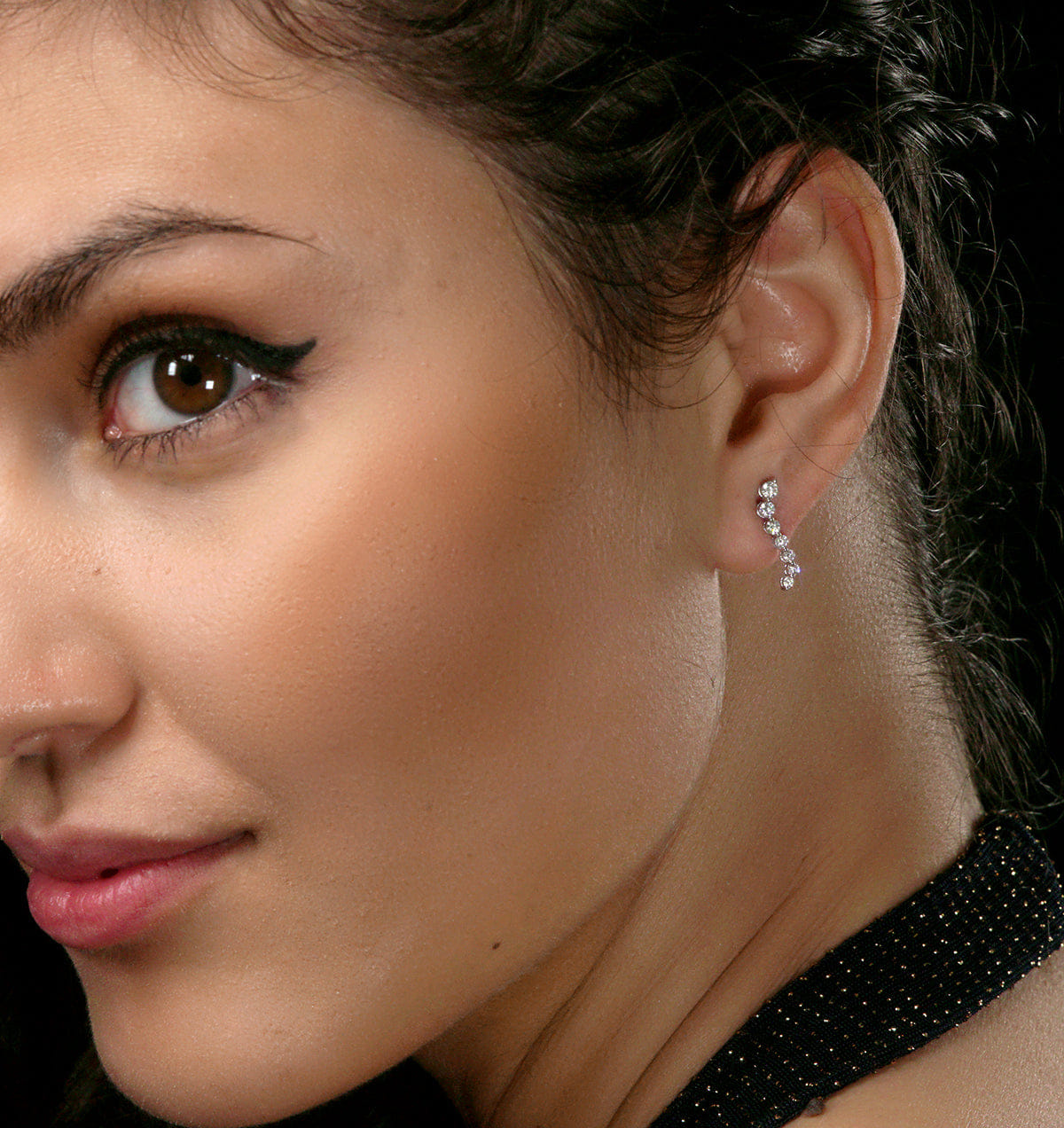 Diamond Ear Climber Life Journey 0.50ct Lab Diamond Earrings 9K White Gold