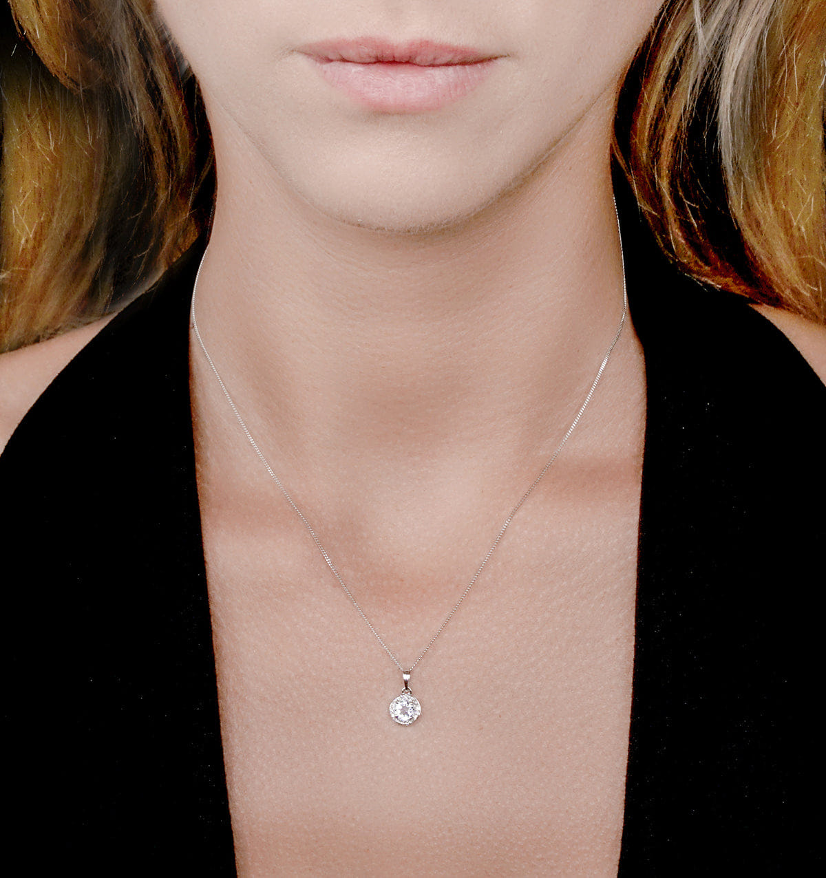 Diamond 0.38ct Aquamarine and Diamond Stellato Necklace in 9K White Gold