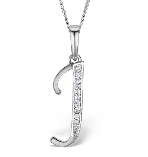 Diamond 925 Silver Lab Diamond Initial J Necklace 0.05ct