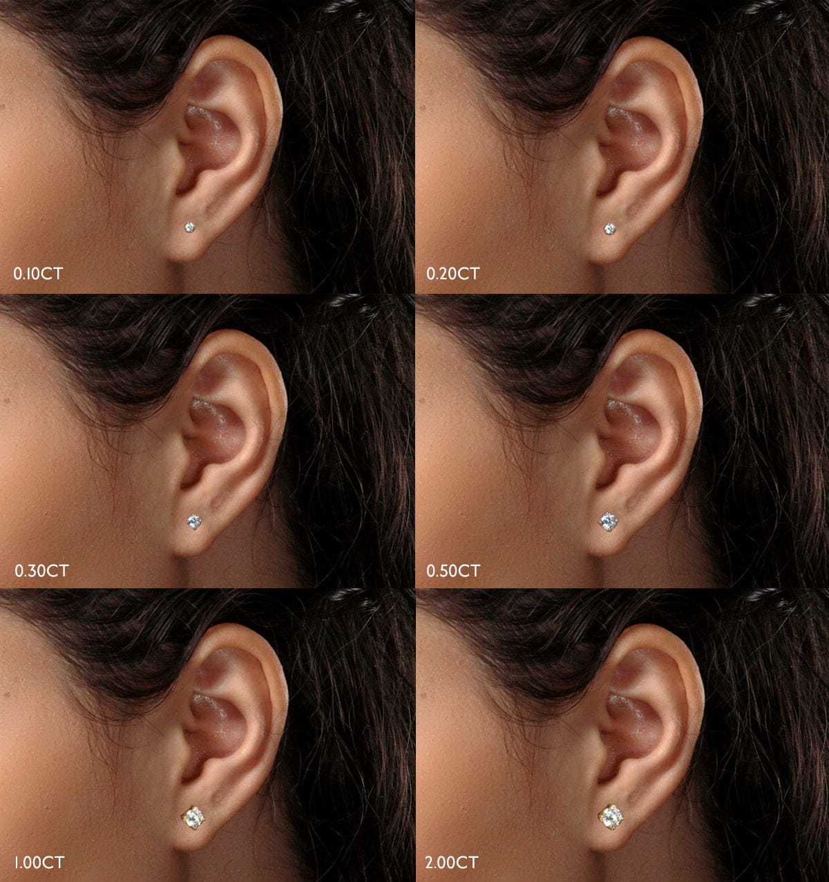 Diamond Lab Diamond Studs Earrings 0.20ct H/Si Quality in 9K Gold - 3 mm