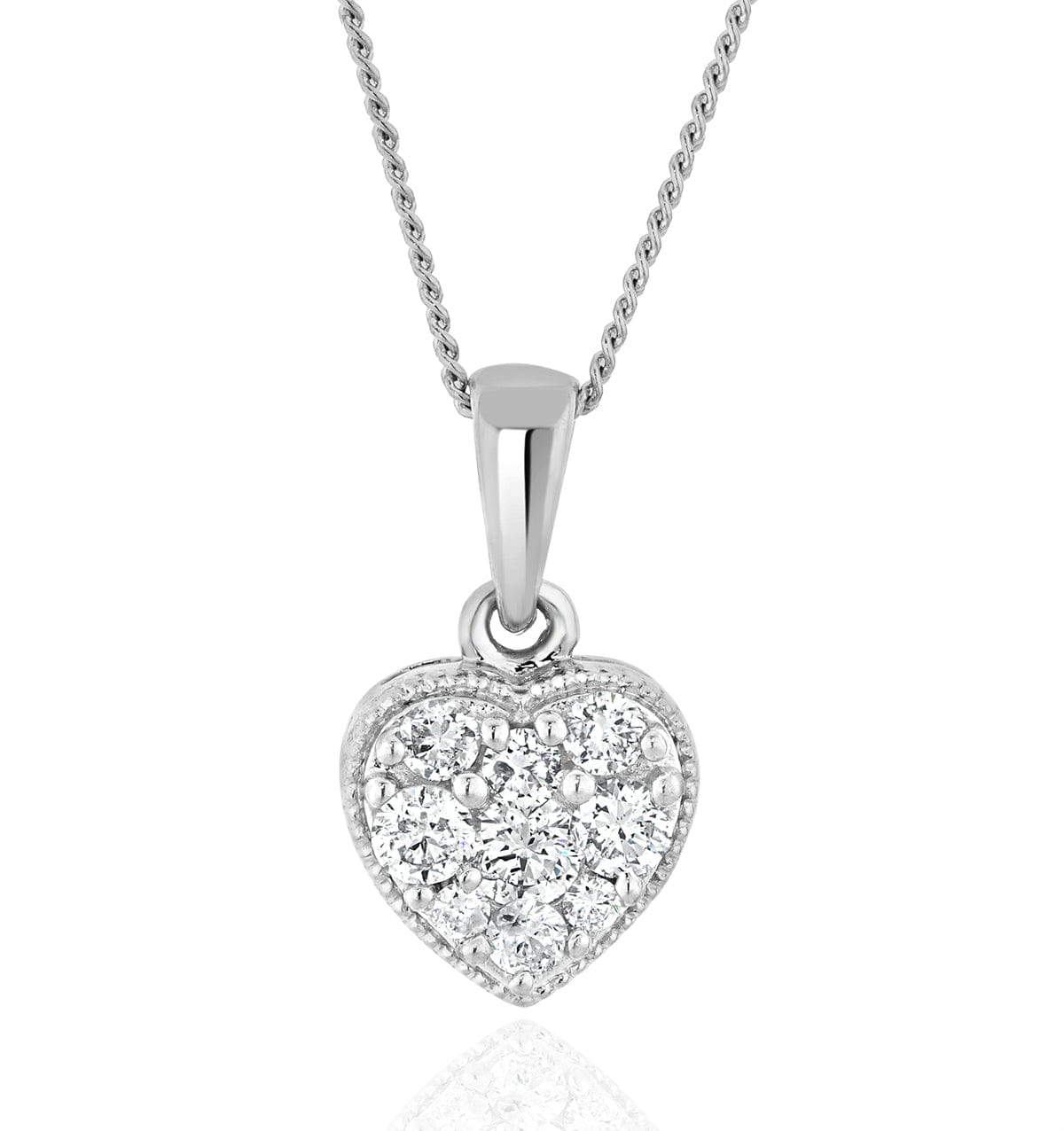 Diamond Lab Diamond Heart Pendant Necklace 0.25ct H/Si in 9K White Gold