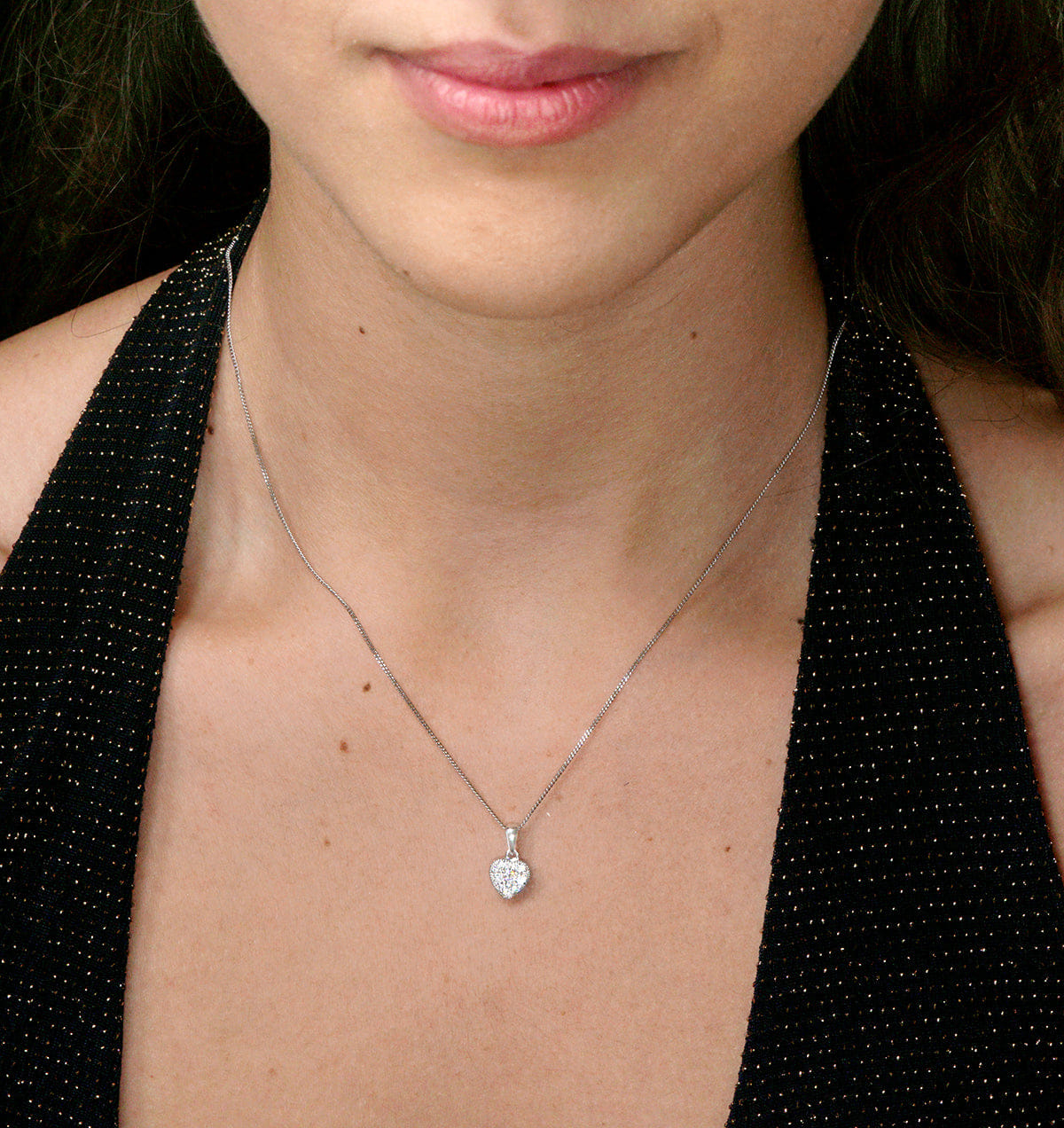 Diamond Lab Diamond Heart Pendant Necklace 0.25ct H/Si in 9K White Gold