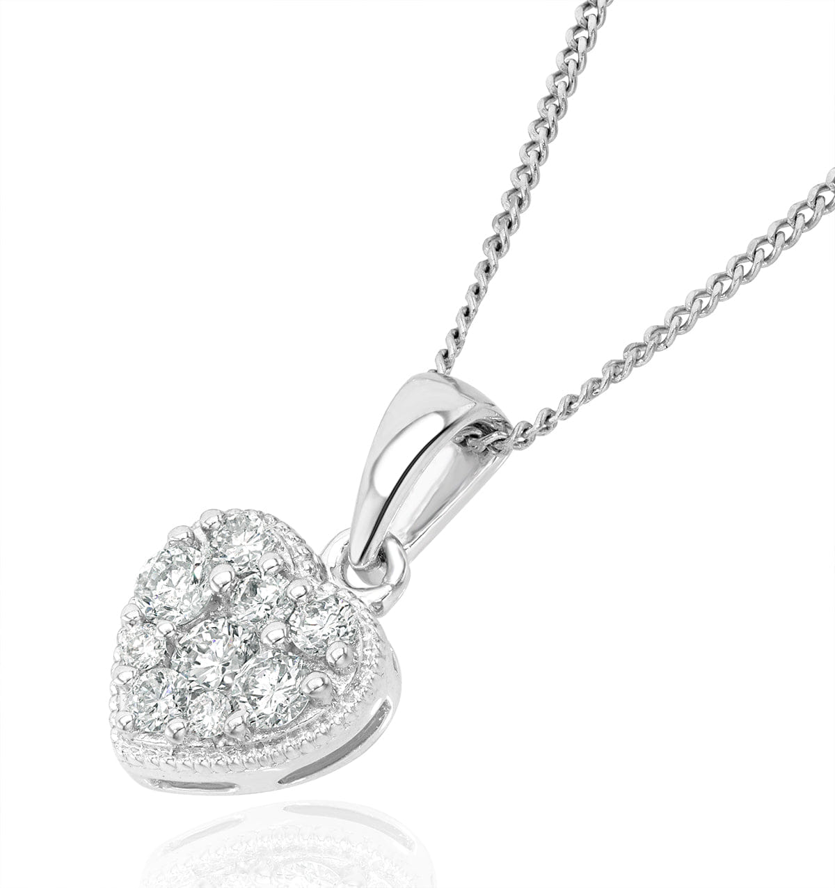 Diamond Lab Diamond Heart Pendant Necklace 0.25ct H/Si in 9K White Gold