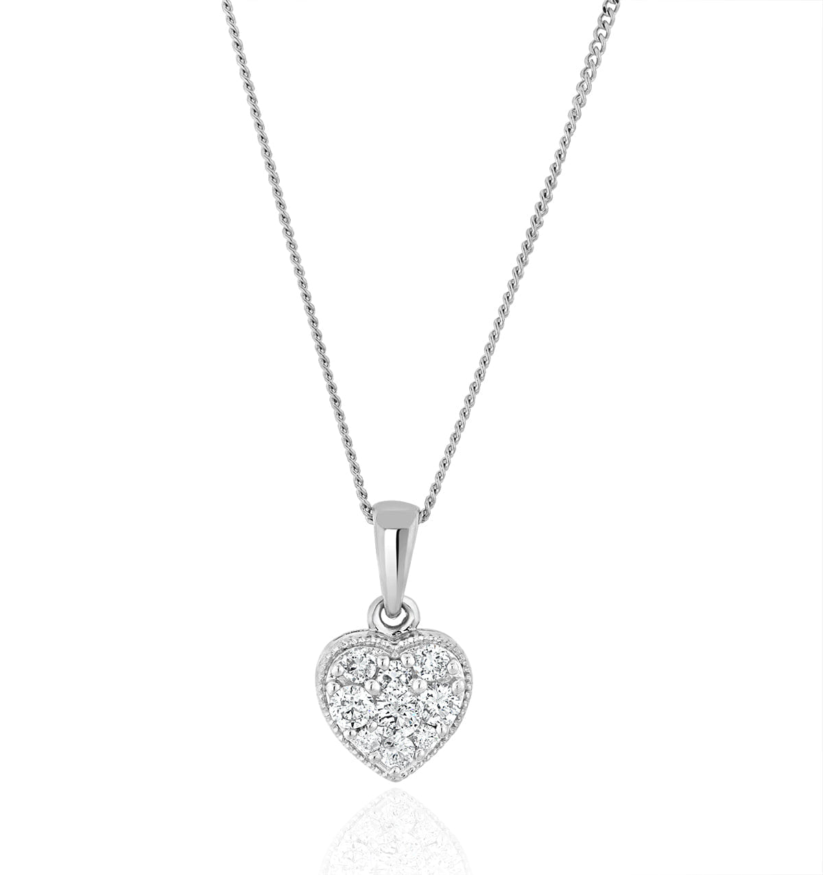 Diamond Lab Diamond Heart Pendant Necklace 0.25ct H/Si in 9K White Gold