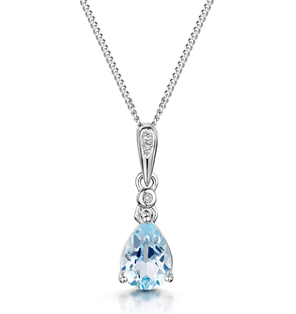 Diamond Stellato Collection Blue Topaz Diamond Necklace in 9K White Gold