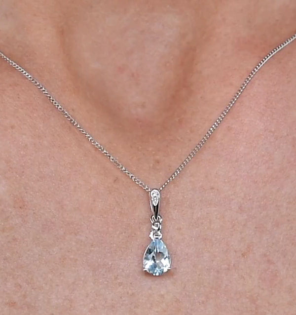 Diamond Stellato Collection Blue Topaz Diamond Necklace in 9K White Gold