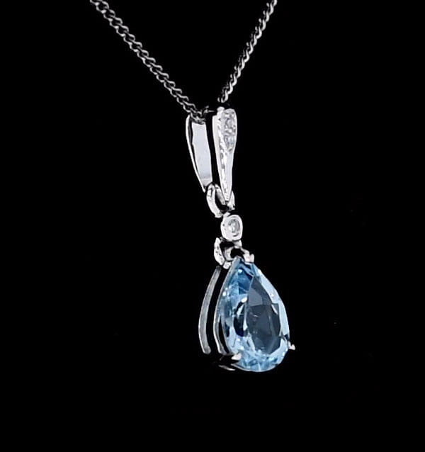 Diamond Stellato Collection Blue Topaz Diamond Necklace in 9K White Gold
