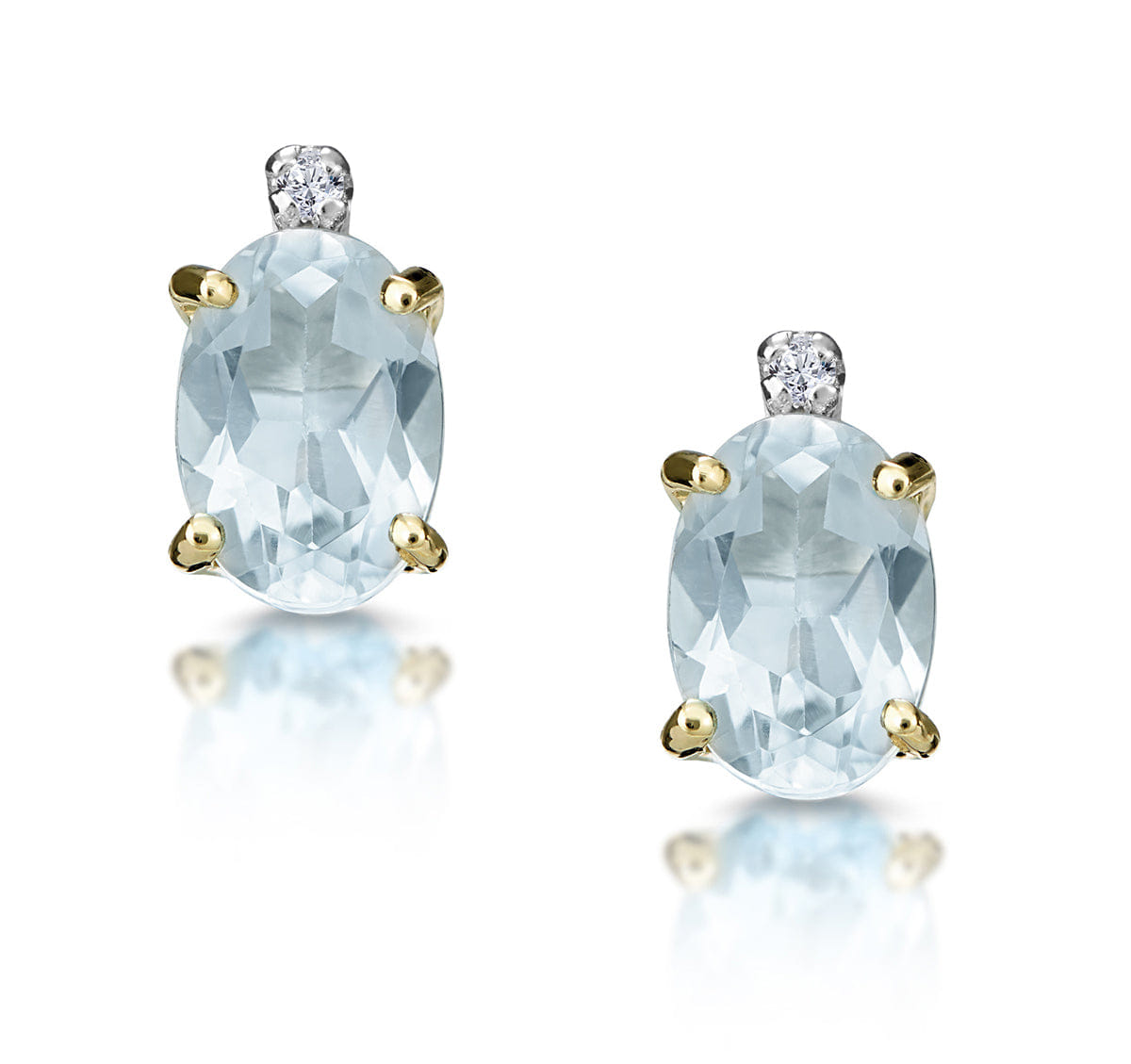 Diamond Aquamarine 0.80CT And Diamond 9K Yellow Gold Earrings