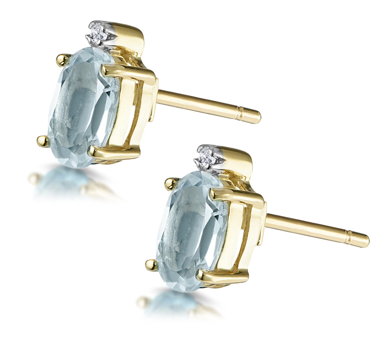 Diamond Aquamarine 0.80CT And Diamond 9K Yellow Gold Earrings