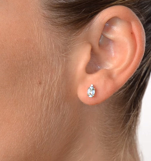 Diamond Aquamarine 0.80CT And Diamond 9K Yellow Gold Earrings