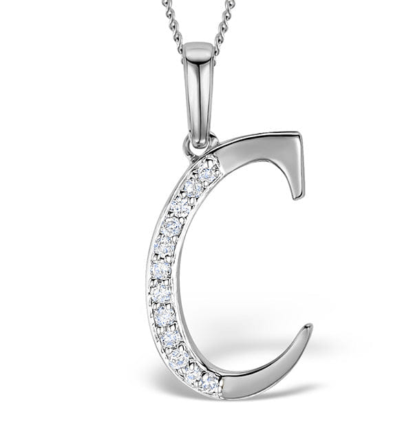 Diamond 925 Silver Lab Diamond Initial C Necklace 0.05ct