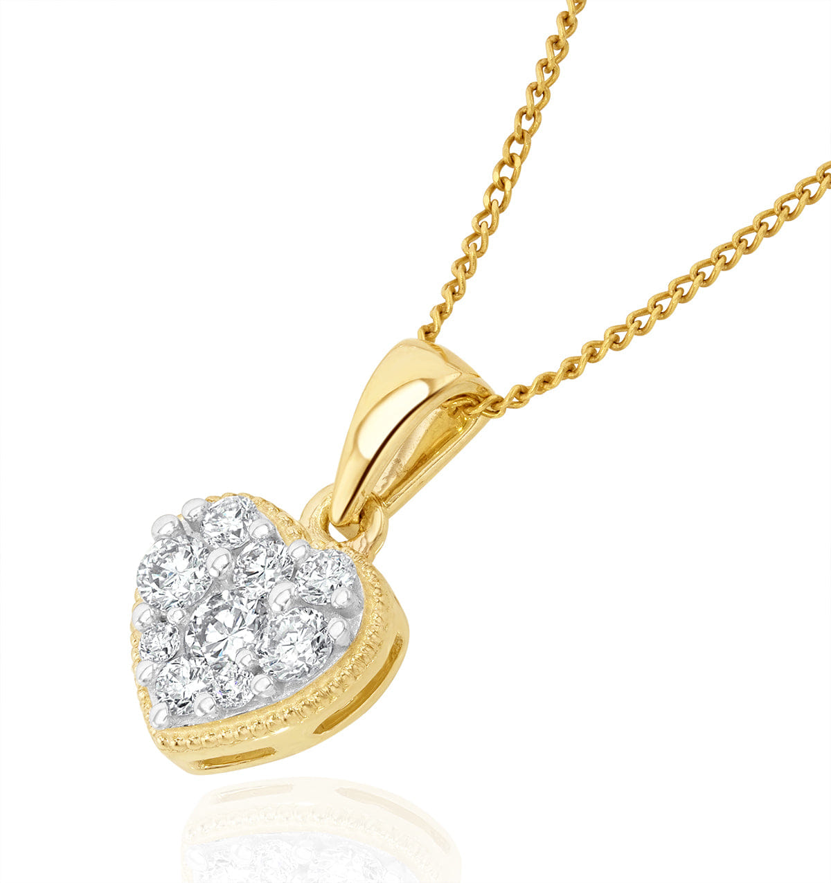Diamond Lab Diamond Heart Pendant Necklace 0.25ct H/Si in 9K Gold