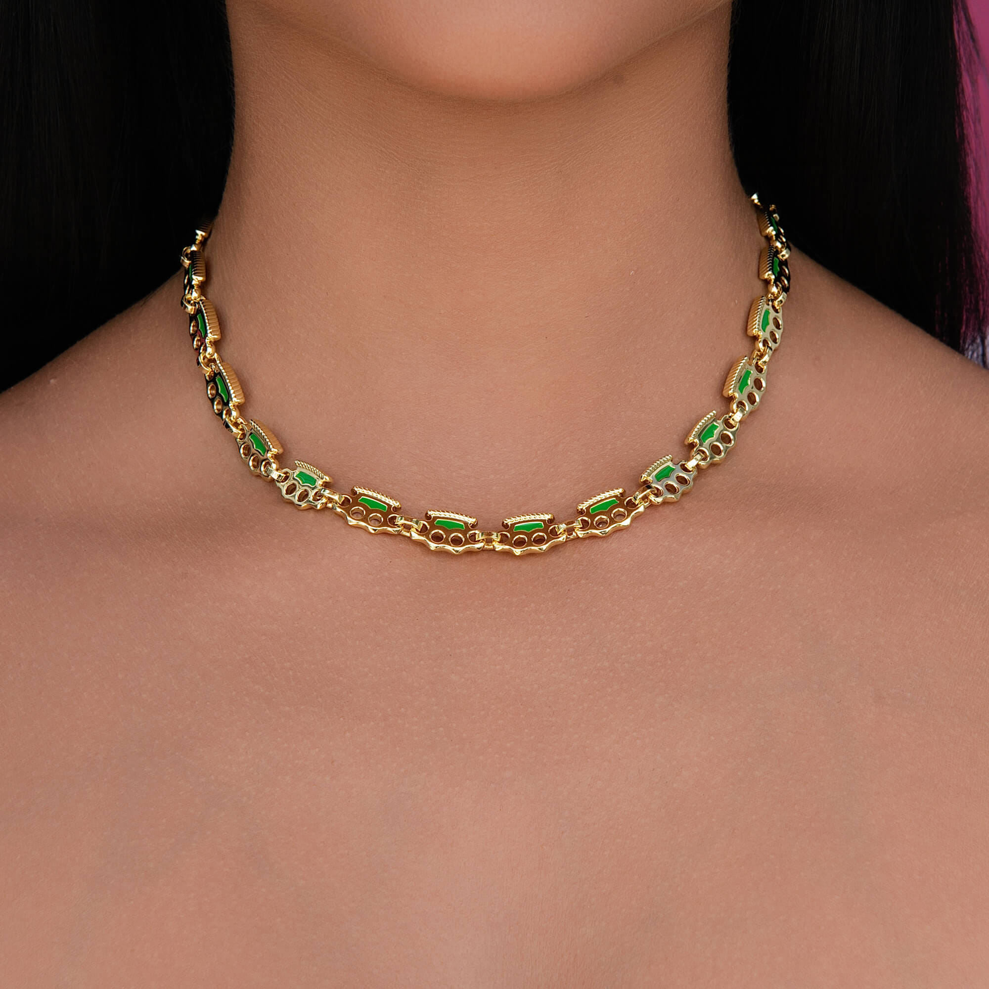 GLD Women Poing Doré Micro Link Necklace in Yellow Gold