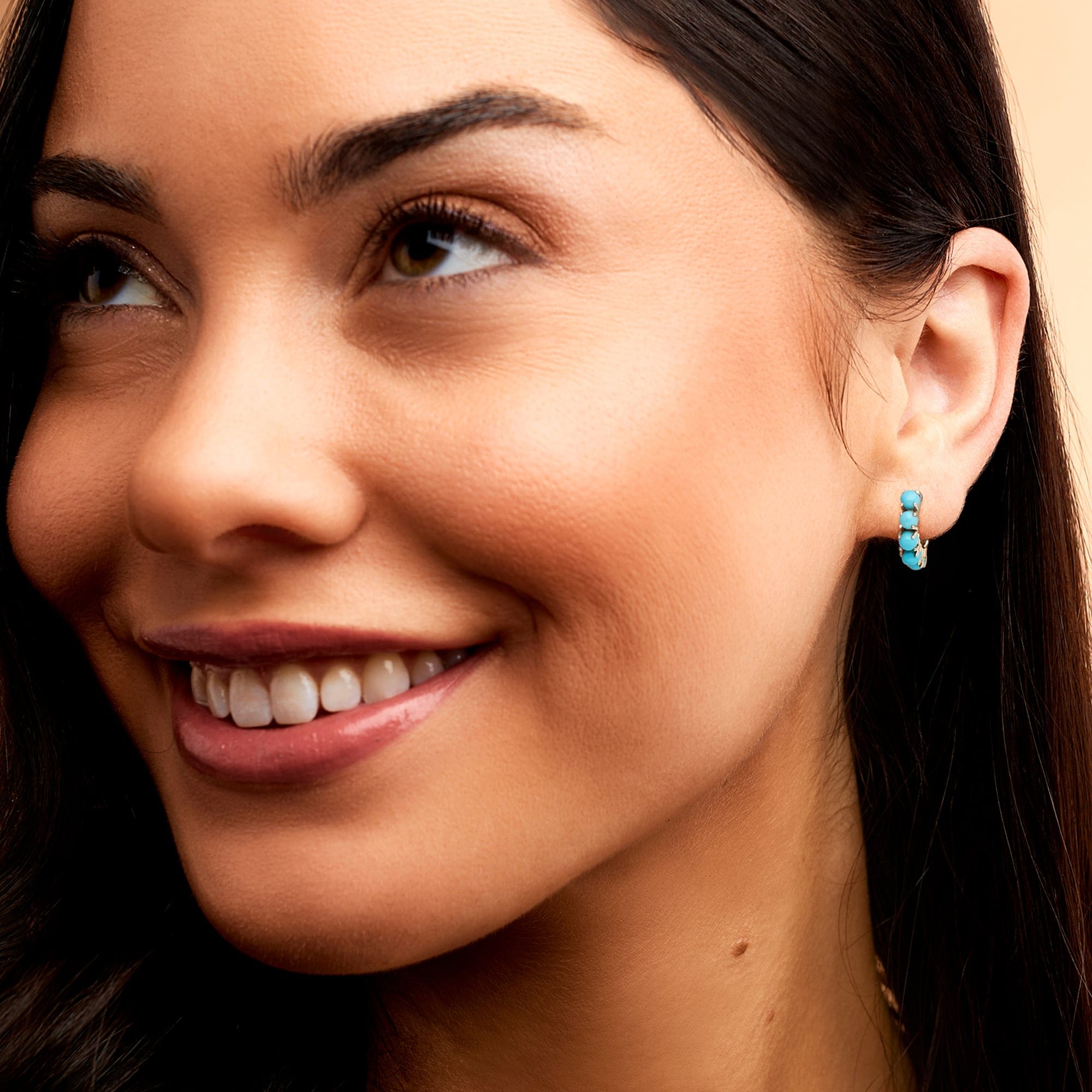 Yellow RS Pure by Ross - Simons Turquoise Hoop Earrings in 14kt Yellow Gold