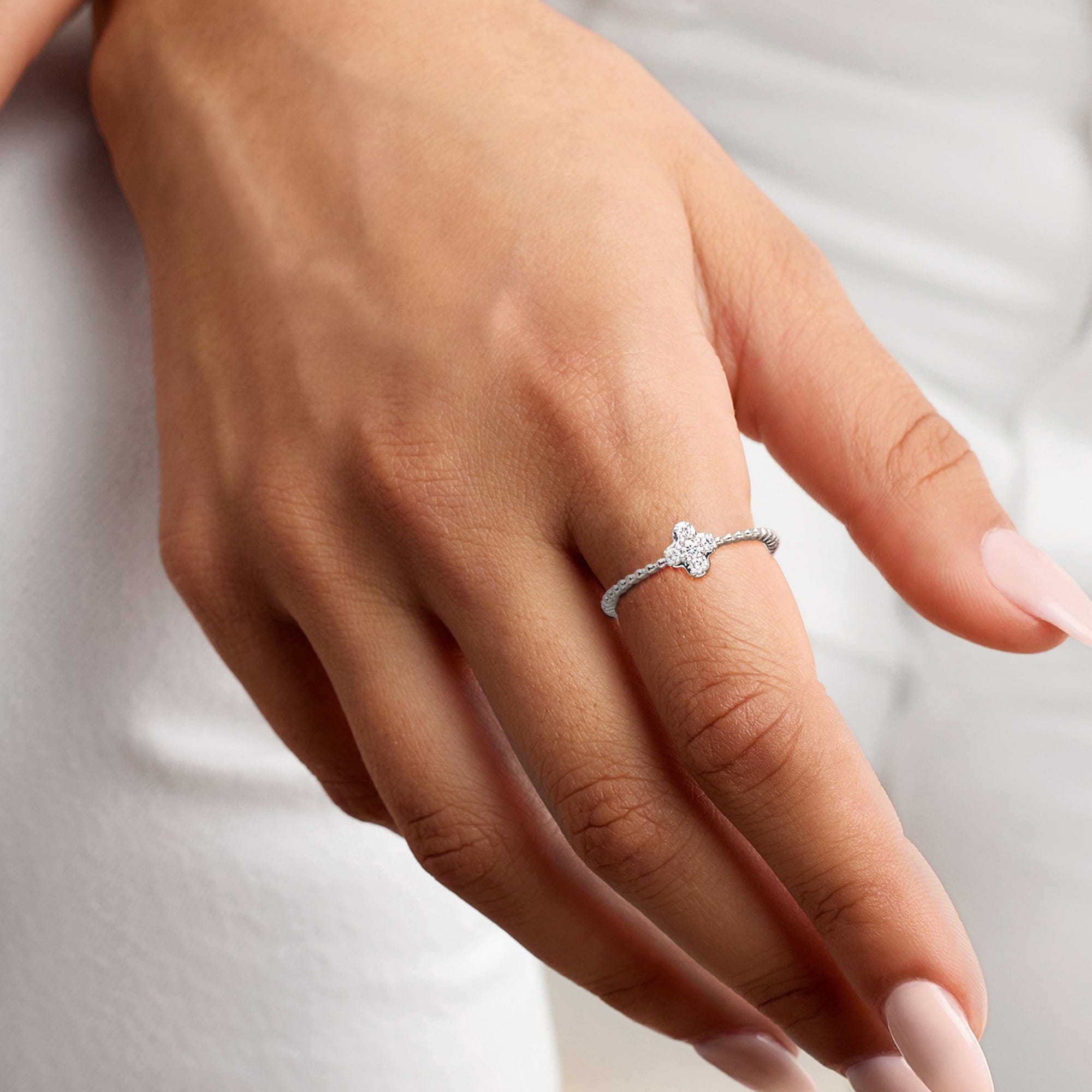Lab Grown RS Pure by Ross - Simons Lab - Grown Diamond Cross Ring in Sterling Silver