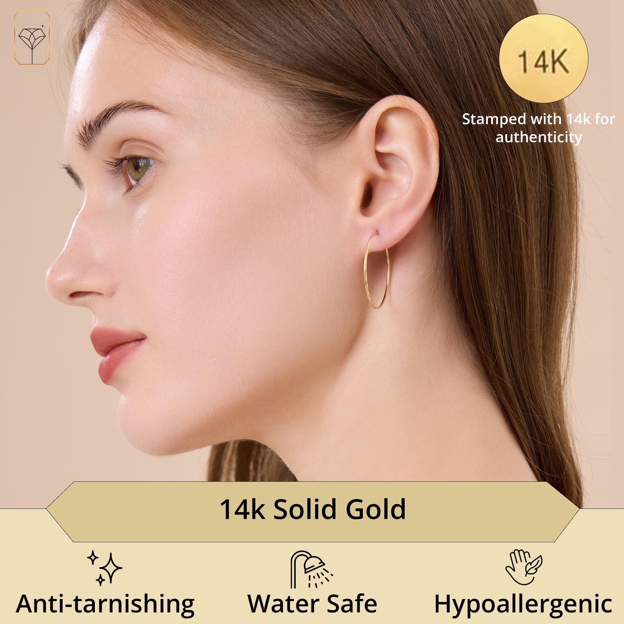 Diamond 14k Yellow Gold Side Diamond Cut Round Endless Hoop Earrings 30 mm