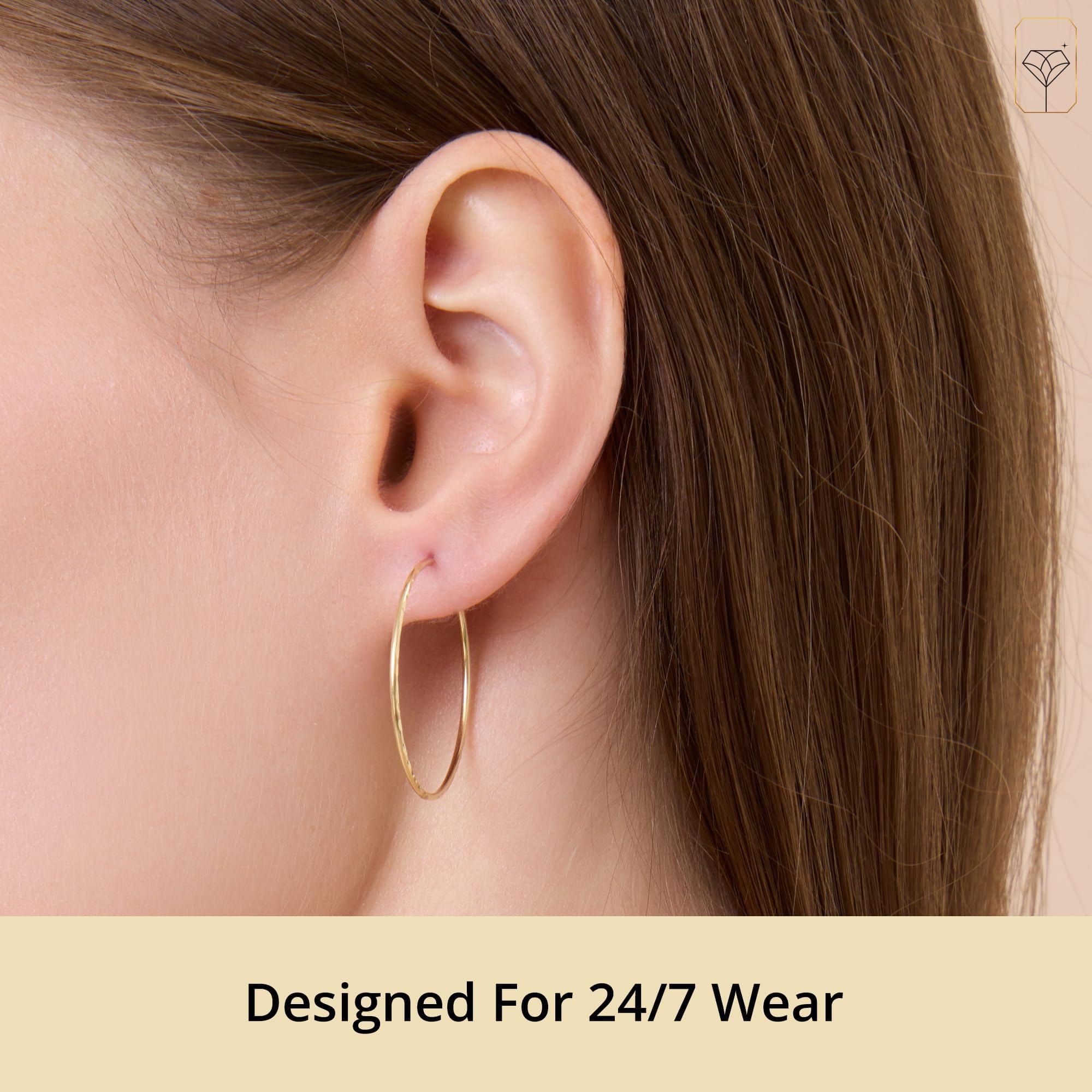 Diamond 14k Yellow Gold Side Diamond Cut Round Endless Hoop Earrings 30 mm