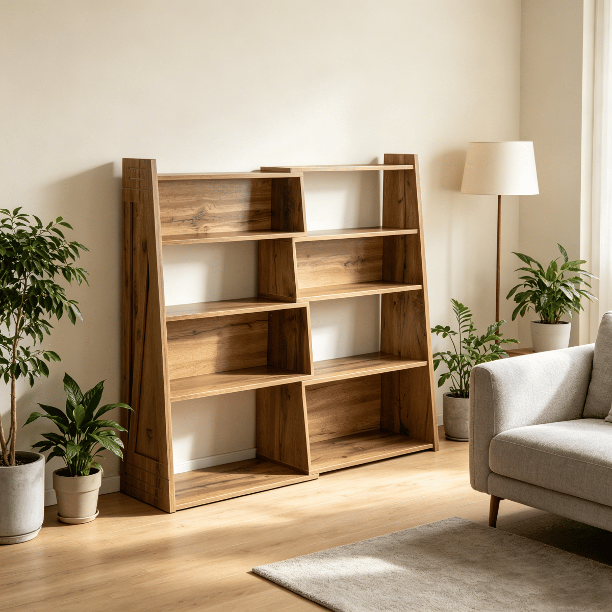RING Streamdale Modular Asymmetrical Annual Ring Grain Convertible Bookcase & Display Shelf