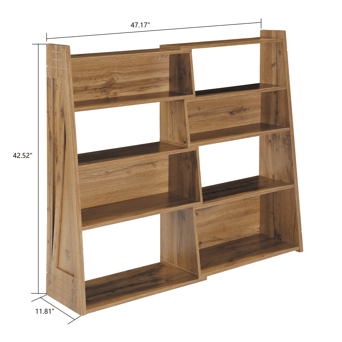 RING Streamdale Modular Asymmetrical Annual Ring Grain Convertible Bookcase & Display Shelf