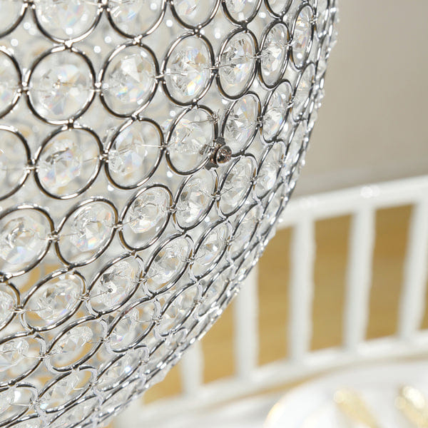 Globe 16" Crystal Globe Chandelier Pendant – Hanging Beaded Ball with Silver Metal Hook & Chain, Decorative Accent