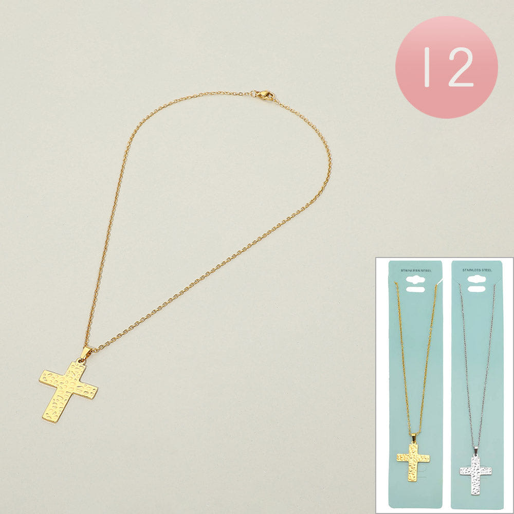 CROSS 12PCS - Stainless Steel Cross Pendant Necklaces