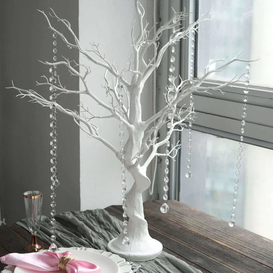 WHITE* Manzanita Tree Centerpiece White with 8 Acrylic Bead Chains & Event Displays 34"