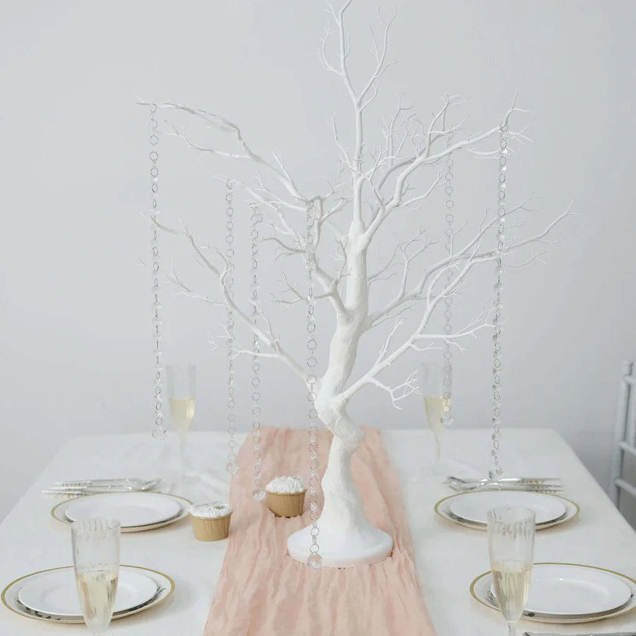 WHITE* Manzanita Tree Centerpiece White with 8 Acrylic Bead Chains & Event Displays 34"