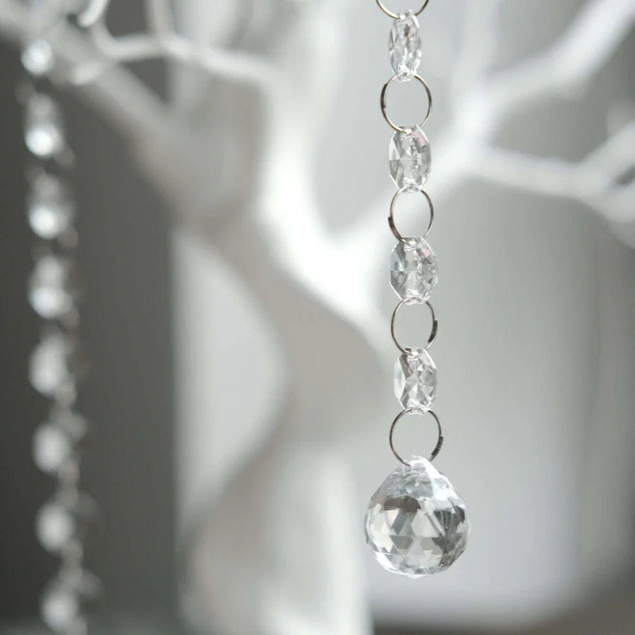 WHITE* Manzanita Tree Centerpiece White with 8 Acrylic Bead Chains & Event Displays 34"